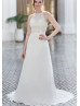 Halter Neck Ivory Lace Chiffon Keyhole Back Wedding Dress